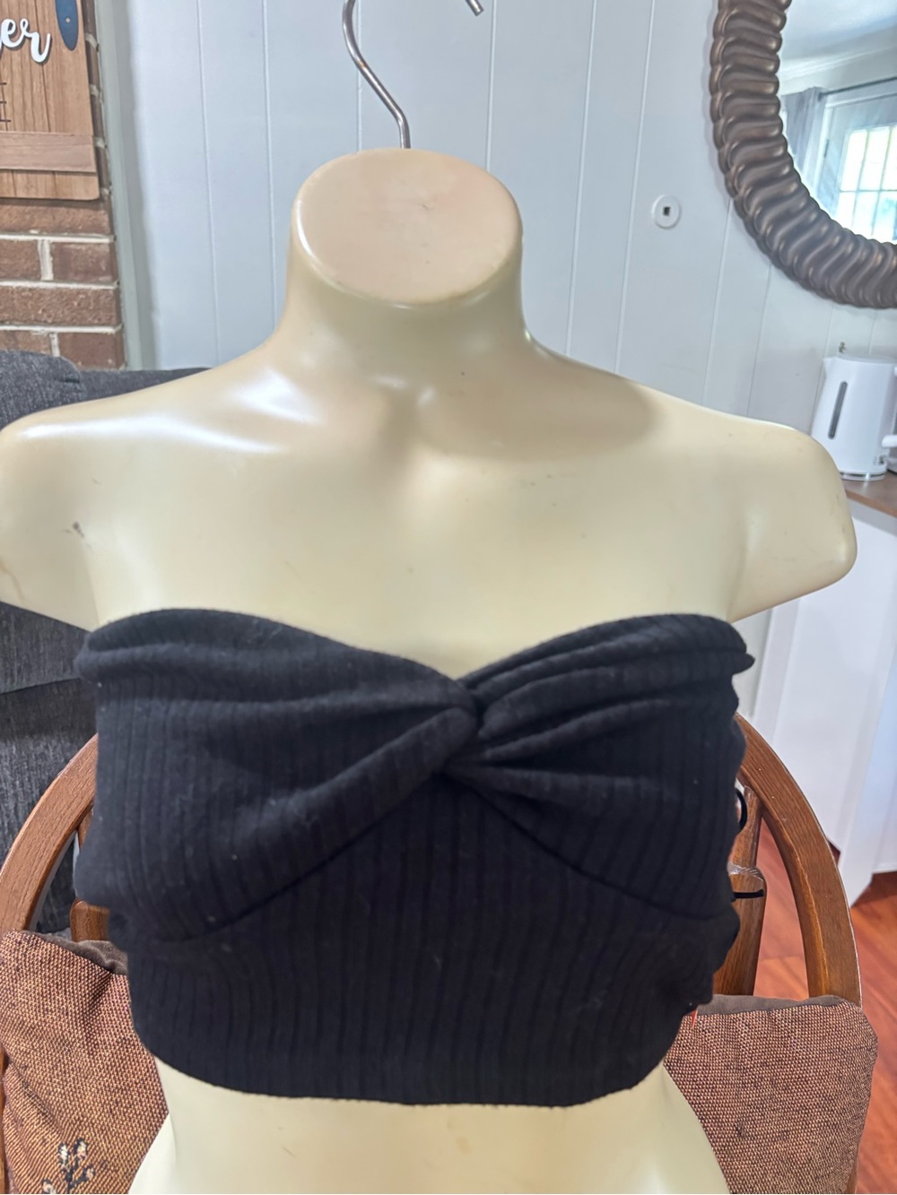 Forever 21 Black Ribbed Twist-Front Strapless Crop Top Dress